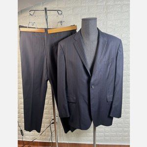 Burberry London 2-Piece Navy Stripe Suit 46L 40x31 Made In USA 🇺🇸 VTG